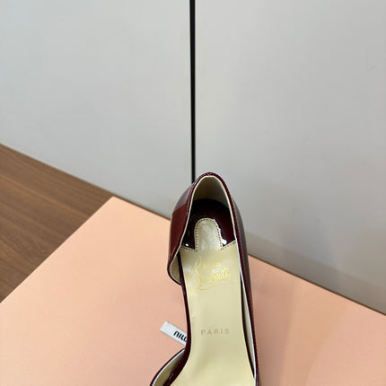 IRIZA PUMPS 85MM IN BURGUNDY PATENT CALFSKIN