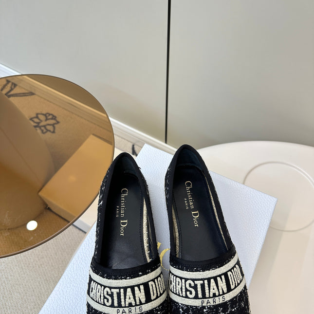 GRANVILLE ESPADRILLE BLACK OBLIQUE EMBROIDERED COTTON