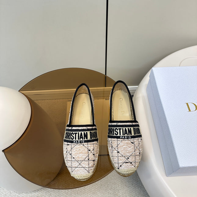 GRANVILLE ESPADRILLE TAN BEIGE OBLIQUE EMBROIDERED COTTON