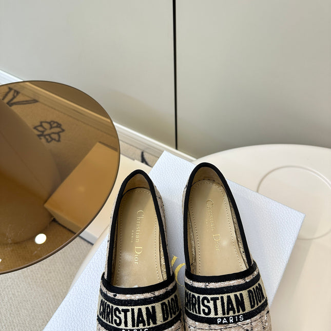GRANVILLE ESPADRILLE TAN BEIGE OBLIQUE EMBROIDERED COTTON