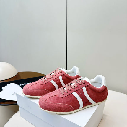 CELINE 25S JOGGER LOW LACE UP SNEAKER WITH TRIOMPHE IN BABY PINK SUEDE