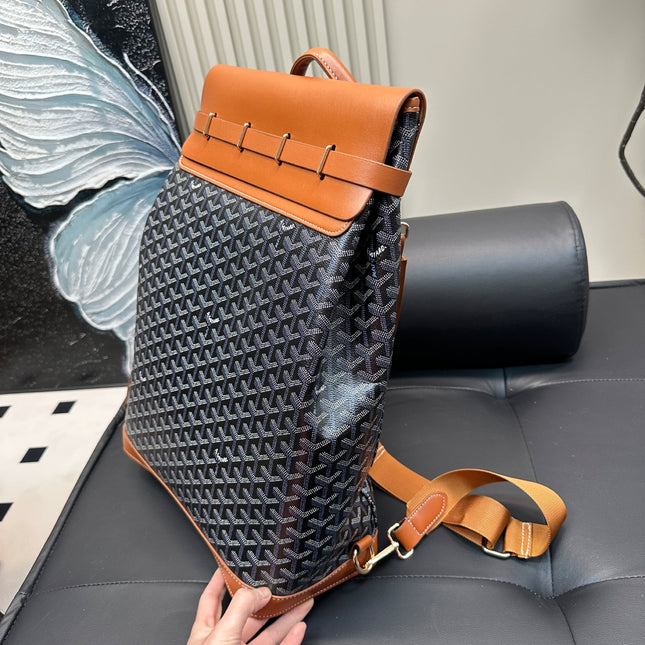 CISALPIN BACKPACK 45 IN BROWN GOYARDINE CANVAS AND CALFSKIN