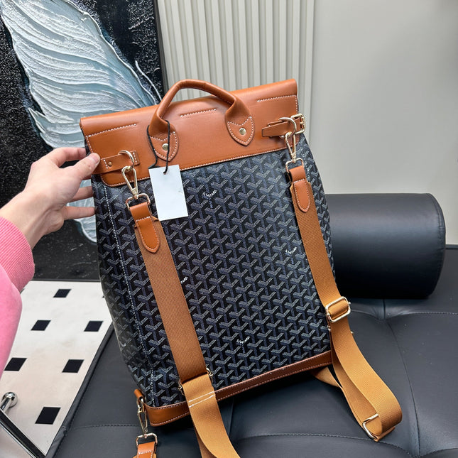 CISALPIN BACKPACK 45 IN BROWN GOYARDINE CANVAS AND CALFSKIN