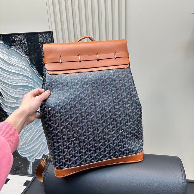 CISALPIN BACKPACK 45 IN BROWN GOYARDINE CANVAS AND CALFSKIN