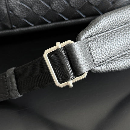 BOTTEGA VENETA 25S INTRECCIATO BAG 46 IN BLACK CALFSKIN SILVER HARDWARE