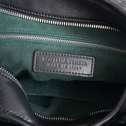 BOTTEGA VENETA 25S LARGE VENETO BAG 38 IN BLACK CALFSKIN SILVER HARDWARE