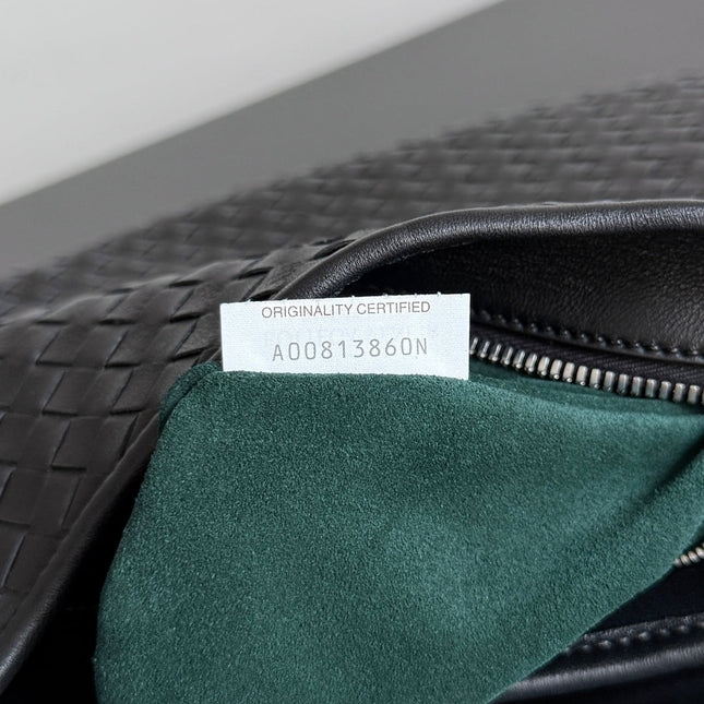 BOTTEGA VENETA 25S LARGE VENETO BAG 38 IN BLACK CALFSKIN SILVER HARDWARE