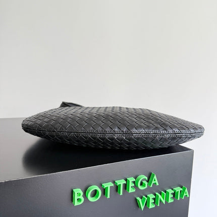 BOTTEGA VENETA 25S LARGE VENETO BAG 38 IN BLACK CALFSKIN SILVER HARDWARE
