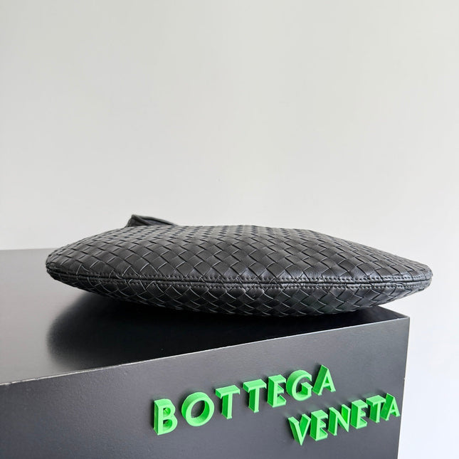 BOTTEGA VENETA 25S LARGE VENETO BAG 38 IN BLACK CALFSKIN SILVER HARDWARE