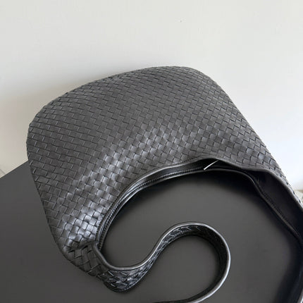 BOTTEGA VENETA 25S LARGE VENETO BAG 38 IN BLACK CALFSKIN SILVER HARDWARE