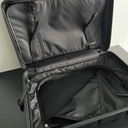 BOTTEGA VENETA 25S ODYSSEY CABIN 3D INTRECCIO PATTERN LUGGAGE 55 IN BLACK CALFSKIN