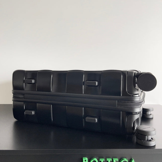BOTTEGA VENETA 25S ODYSSEY CABIN 3D INTRECCIO PATTERN LUGGAGE 55 IN BLACK CALFSKIN