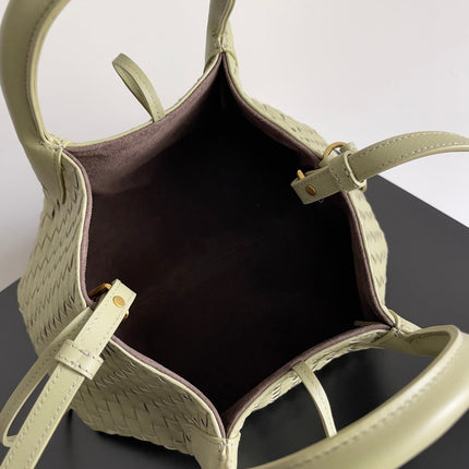 SMALL PINACOTECA REVERSIBLE TOTE BAG 24 IN MATCHA LAMBSKIN AND BROWN SUEDE