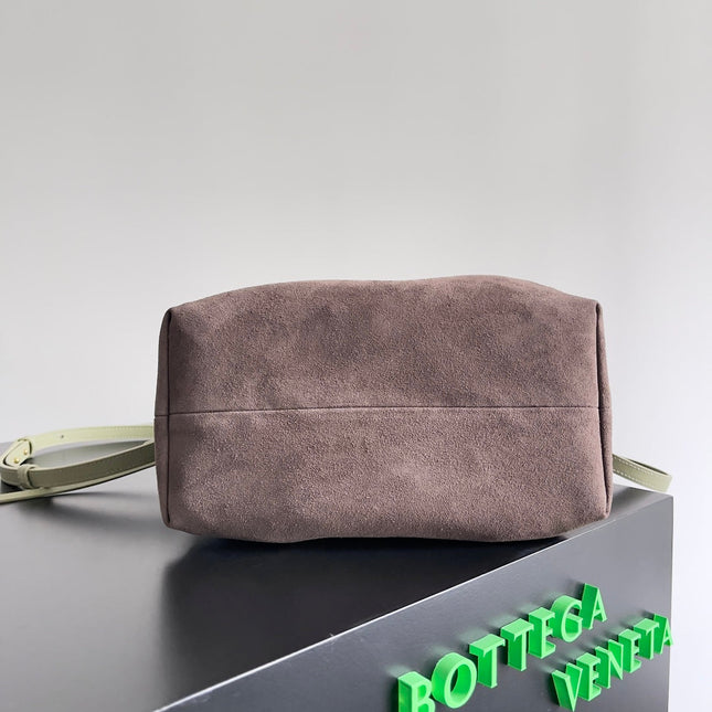 SMALL PINACOTECA REVERSIBLE TOTE BAG 24 IN MATCHA LAMBSKIN AND BROWN SUEDE