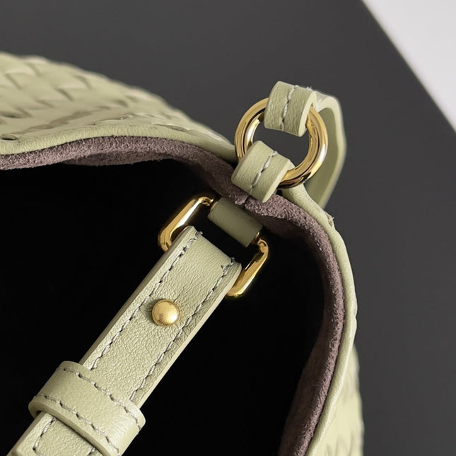 SMALL PINACOTECA REVERSIBLE TOTE BAG 24 IN MATCHA LAMBSKIN AND BROWN SUEDE