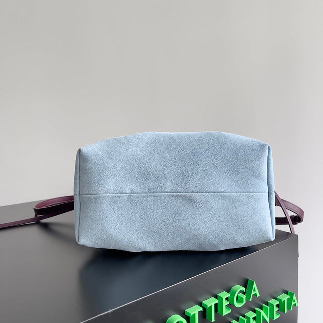 SMALL PINACOTECA REVERSIBLE TOTE BAG 24 IN MADDER BROWN LAMBSKIN AND LIGHT BLUE SUEDE