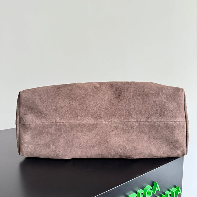 PINACOTECA REVERSIBLE TOTE BAG 43 IN MATCHA LAMBSKIN AND BROWN SUEDE