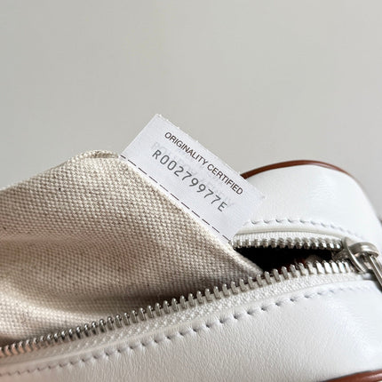 BOTTEGA VENETA 25S SMALL INTRECCIATO CAMERA BAG 24 IN WHITE CALFSKIN