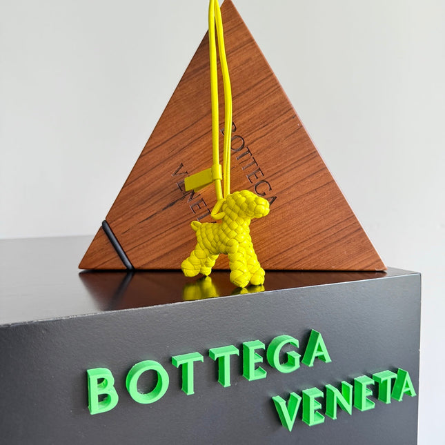 BOTTEGA VENETA 25S DOG CHARM IN LEMON YELLOW CALFSKIN
