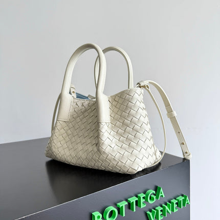 BOTTEGA VENETA 25S SMALL PINACOTECA REVERSIBLE BAG 24 IN IVORY CALFSKIN