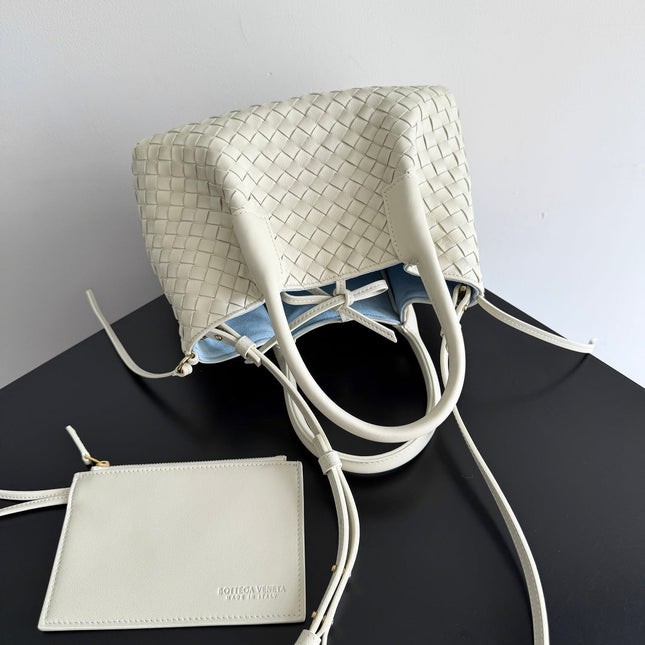 BOTTEGA VENETA 25S SMALL PINACOTECA REVERSIBLE BAG 24 IN IVORY CALFSKIN