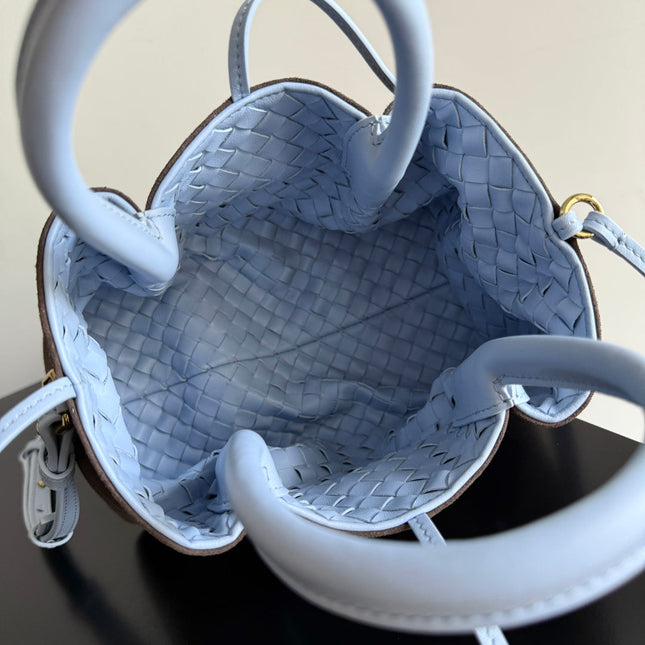 BOTTEGA VENETA 25S SMALL PINACOTECA REVERSIBLE BAG 24 IN LIGHT BLUE CALFSKIN