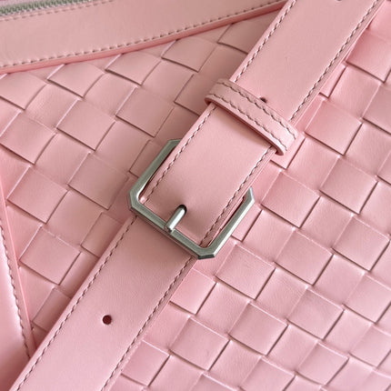 BOTTEGA VENETA 25S INTRECCIATO CABIN DUFFLE 55 IN LIGHT PINK CALFSKIN