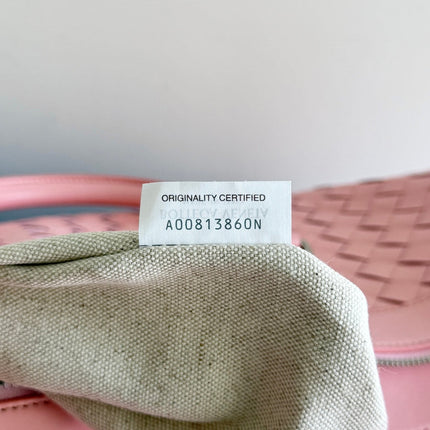 BOTTEGA VENETA 25S INTRECCIATO CABIN DUFFLE 55 IN LIGHT PINK CALFSKIN