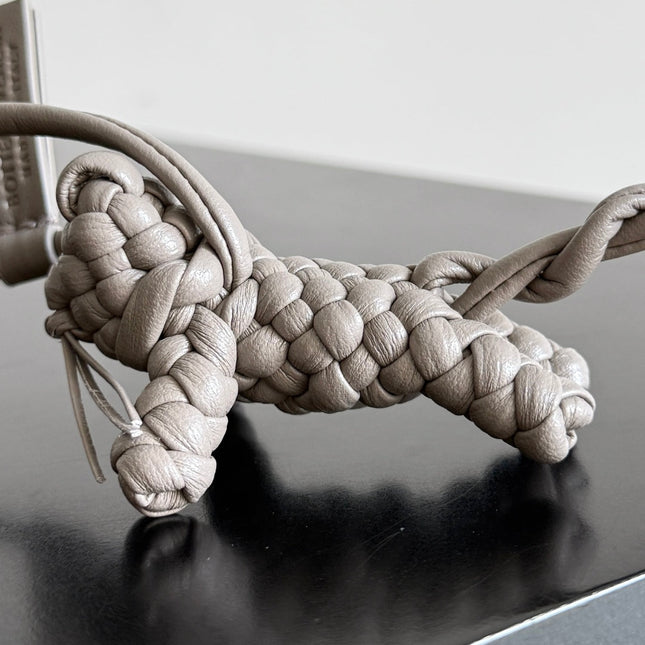 BOTTEGA VENETA 25S CAT CHARM IN GREIGE CALFSKIN