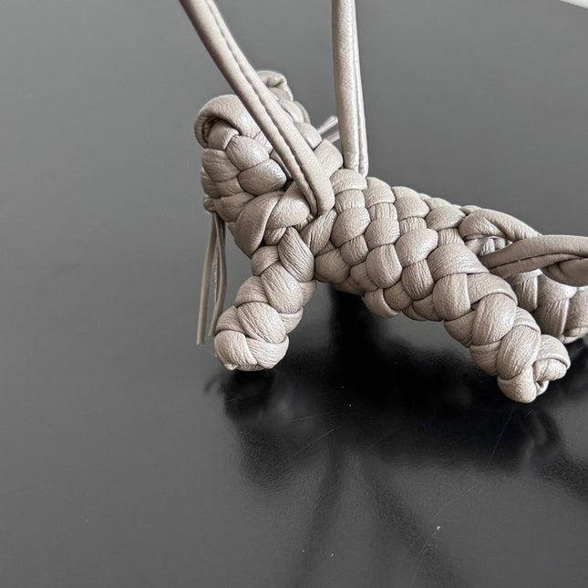 BOTTEGA VENETA 25S CAT CHARM IN GREIGE CALFSKIN