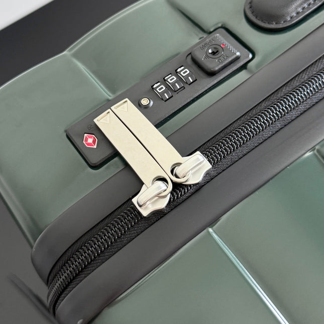 BOTTEGA VENETA 25S ODYSSEY CABIN 3D INTRECCIO PATTERN LUGGAGE 55 IN OLIVE GREEN CALFSKIN