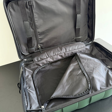 BOTTEGA VENETA 25S ODYSSEY CABIN 3D INTRECCIO PATTERN LUGGAGE 55 IN OLIVE GREEN CALFSKIN