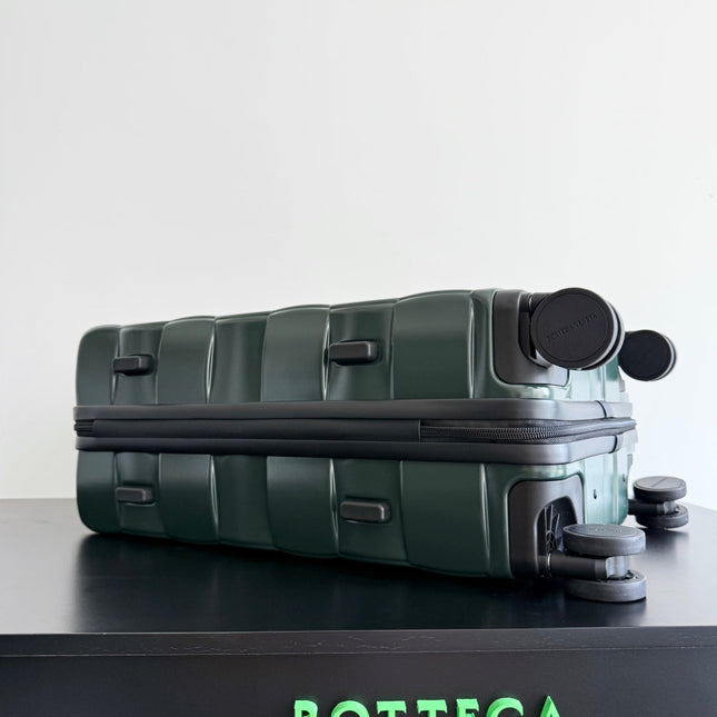 BOTTEGA VENETA 25S ODYSSEY CABIN 3D INTRECCIO PATTERN LUGGAGE 55 IN OLIVE GREEN CALFSKIN
