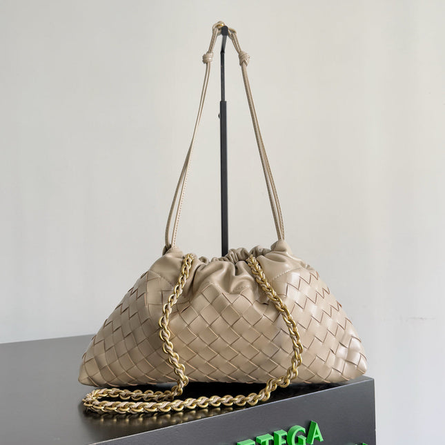 BOTTEGA VENETA 25S DUSTBAG NOTTE 33 IN WARM BEIGE CALFSKIN GOLD HARDWARE
