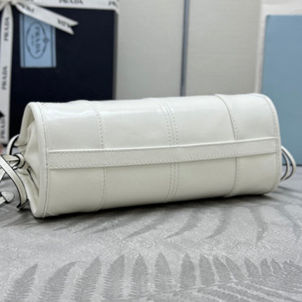 PRADA 25S BONNIE MINI HANDBAG 23 IN WHITE CALFSKIN GOLD HARDWRE