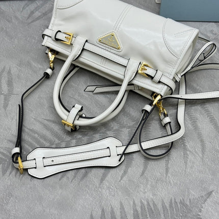 PRADA 25S BONNIE MINI HANDBAG 23 IN WHITE CALFSKIN GOLD HARDWRE