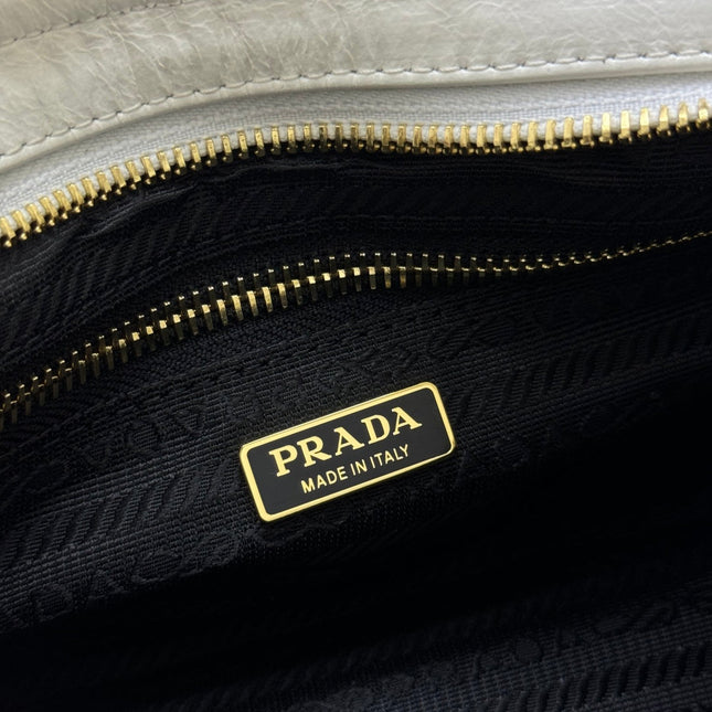 PRADA 25S BONNIE MINI HANDBAG 23 IN WHITE CALFSKIN GOLD HARDWRE