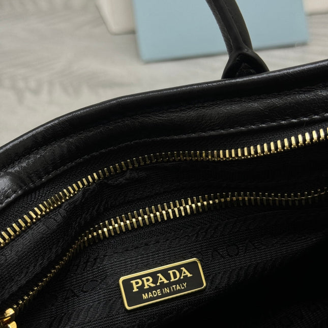 PRADA 25S BONNIE MINI HANDBAG 23 IN BLACK CALFSKIN GOLD HARDWRE