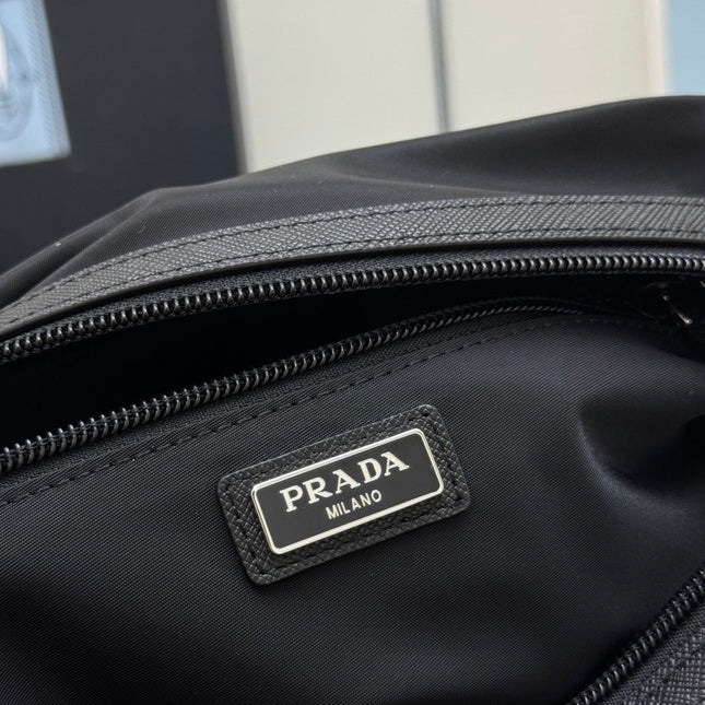 PRADA 25S CLUTCH BAG 22 IN BLACK NYLON SILVER HARDWRE