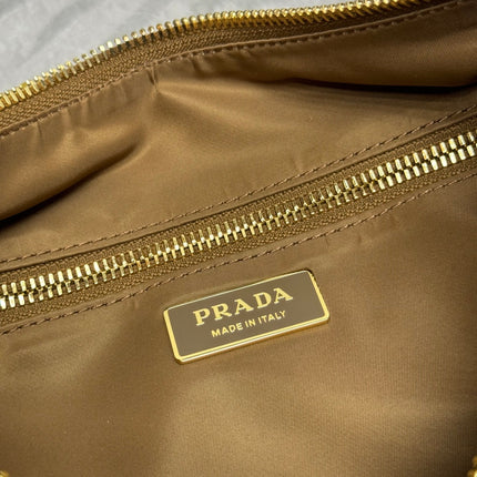 PRADA 25S EXPLORE LARGE RE-NYLON SHOULDER BAG 32 IN BRANDY WITH FLAP