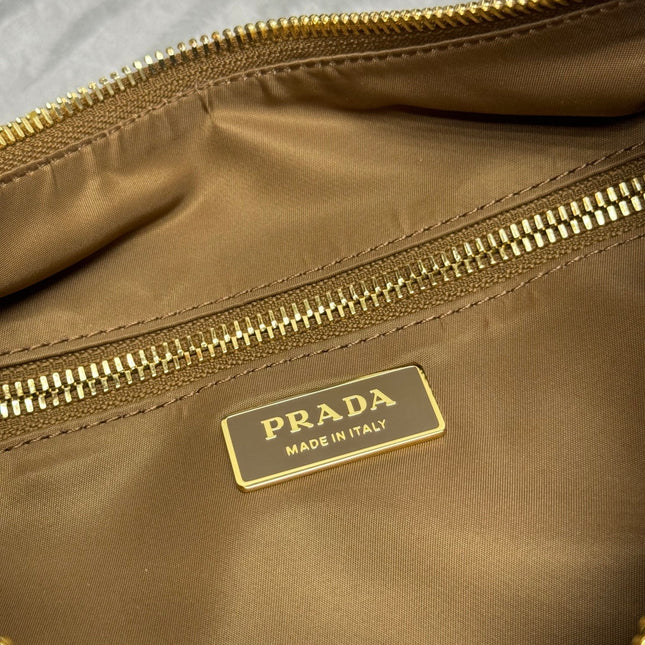 PRADA 25S EXPLORE LARGE RE-NYLON SHOULDER BAG 32 IN BRANDY WITH FLAP