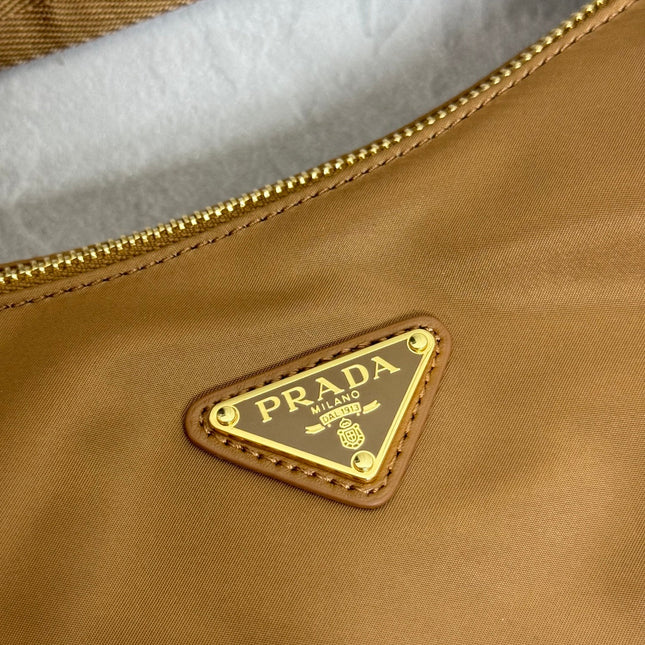 PRADA 25S EXPLORE LARGE RE-NYLON SHOULDER BAG 32 IN BRANDY WITH FLAP