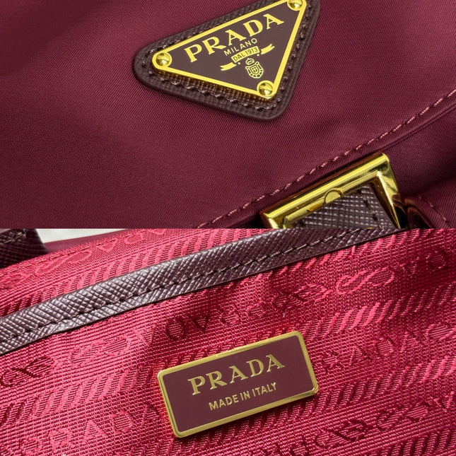 PRADA 25S RE-EDITION 1978 SMALL BACKPACK 28 IN BURGUNDY RE-NYLON