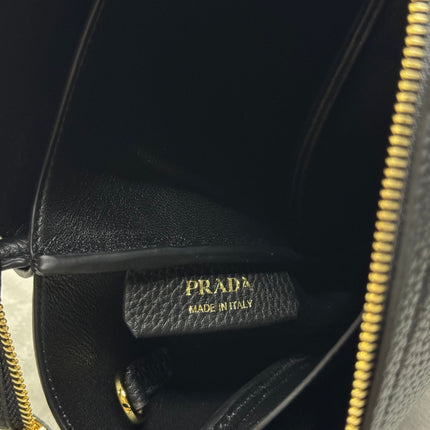 PRADA 25S SMALL BAG 23 IN BLACK CALFSKIN GOLD HARDWRE