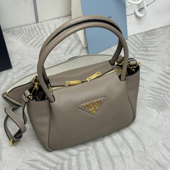 PRADA 25S SMALL BAG 23 IN TAUPE CALFSKIN GOLD HARDWRE