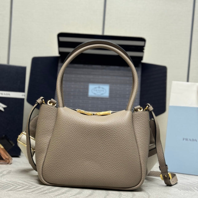 PRADA 25S SMALL BAG 23 IN TAUPE CALFSKIN GOLD HARDWRE