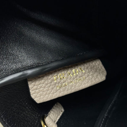 PRADA 25S SMALL BAG 23 IN TAUPE CALFSKIN GOLD HARDWRE