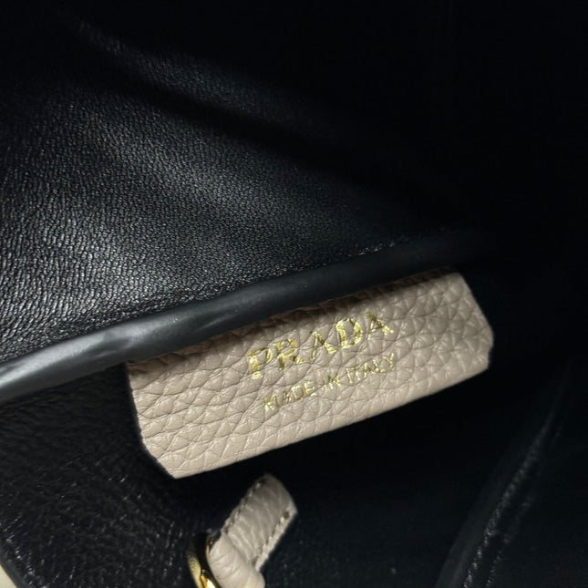 PRADA 25S SMALL BAG 23 IN TAUPE CALFSKIN GOLD HARDWRE