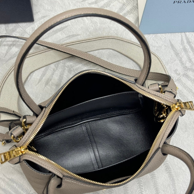 PRADA 25S SMALL BAG 23 IN TAUPE CALFSKIN GOLD HARDWRE