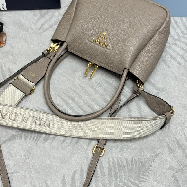 PRADA 25S SMALL BAG 23 IN TAUPE CALFSKIN GOLD HARDWRE